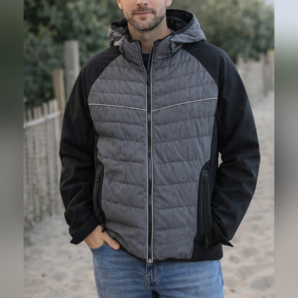 Men's Michael Kors Puffer Jacket L Gray Black